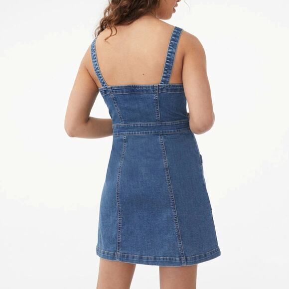 Aeropostale Women's Denim Jean Button Front Patch Pocket Mini Dress Small - Picture 2 of 9